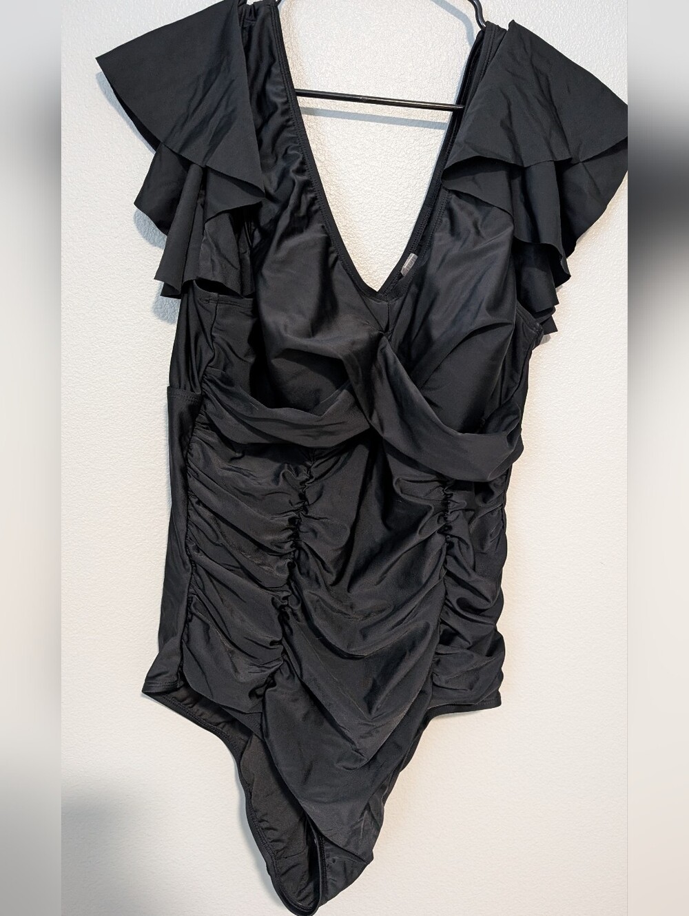 Ruched Swimsuit with Flutter Sleeves